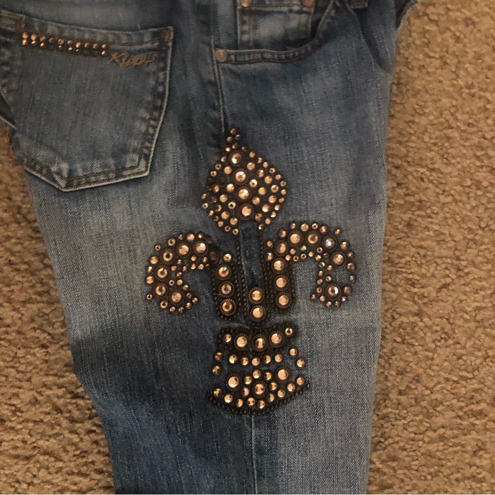 Kippys Jeans Size 27 Swarovski Fleur de lis Details Go Saints! - Picture 5 of 6